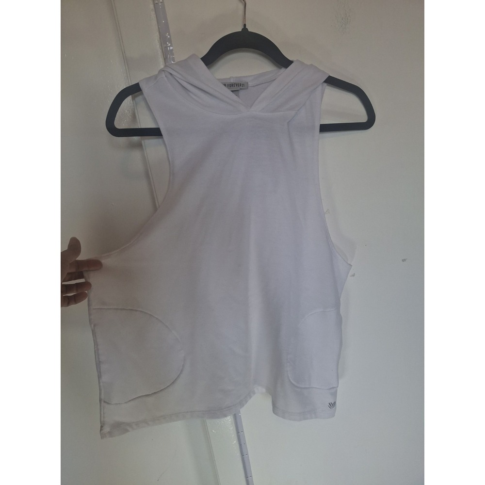 Forever 21 Active White Sleeveless Hoodie Racerback Gym Top Medium